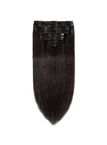 8-Piece Human Hair Wig Black 18inch