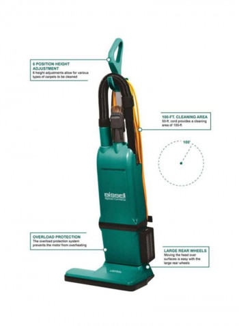 BigGreen Commercial Dual Motors Upright Vacuum With On Board Tools 4.5 l 1080 W BG1000 Black/Green