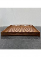Hollow Folding Metal Mesh Tray Ornament Golden 40 x 40 x 3cm