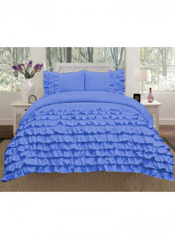 3-Piece Duvet Cover Set Cotton Blue 114 X  96inch