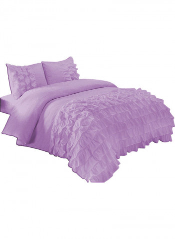 3-Piece Duvet Cover Set Cotton Purple 102 X  86inch