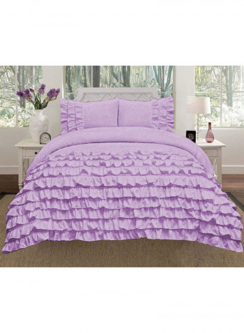3-Piece Duvet Cover Set Cotton Purple 102 X  86inch