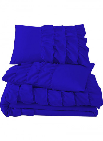 3-Piece Duvet Cover Set Cotton Royal Blue 114 x 96inch