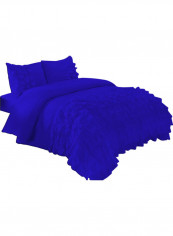 3-Piece Duvet Cover Set Cotton Royal Blue 78 x 78inch