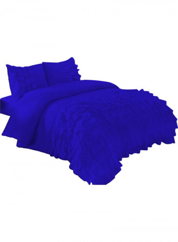 3-Piece Duvet Cover Set Cotton Royal Blue 78 x 78inch