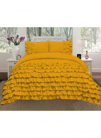 3-Piece Duvet Cover Set Cotton Yellow 102 X  86inch