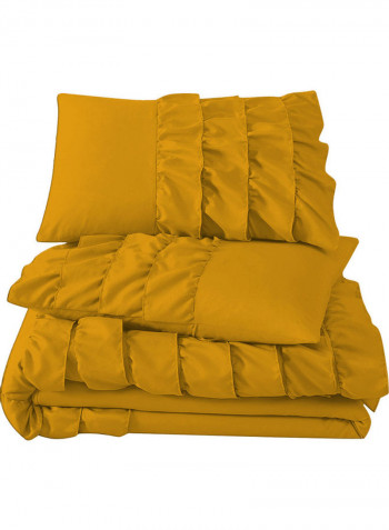 3-Piece Duvet Cover Set Cotton Yellow 102 X  86inch