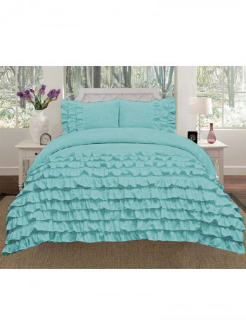 3-Piece Duvet Cover Set Cotton Green 114 X  96inch