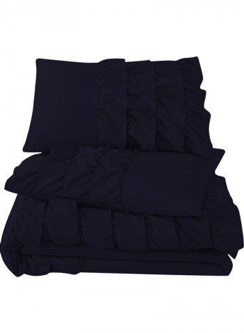 3-Piece Ruffled Duvet Set Cotton Black 78 X 78inch