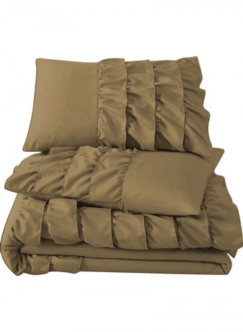 3-Piece Ruffled Duvet Set Cotton Grey 102 X 86inch