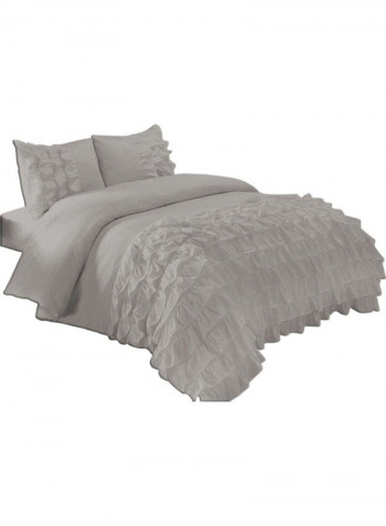 3-Piece Duvet Cover Set Cotton Grey 86 X  90inch
