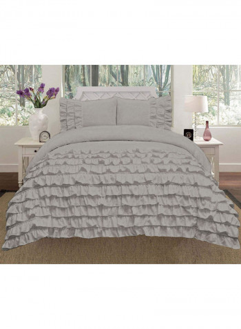 3-Piece Duvet Cover Set Cotton Grey 86 X  90inch