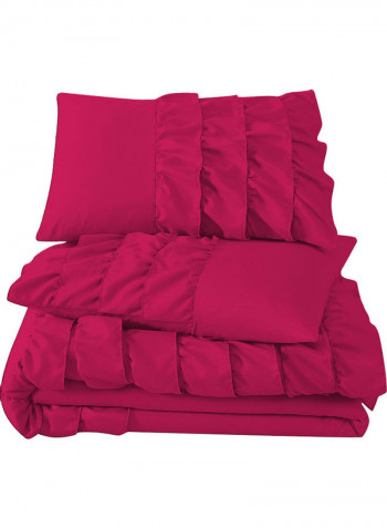 3-Piece Ruffled Duvet Set Cotton Pink 53 X 78inch