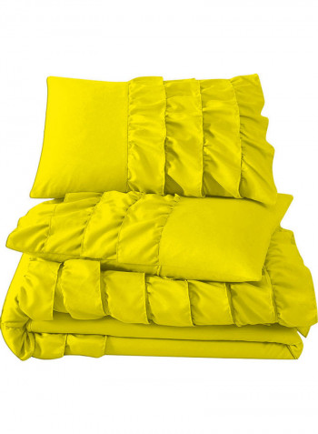 3-Piece Ruffled Duvet Set Cotton Yellow 53 X 78inch