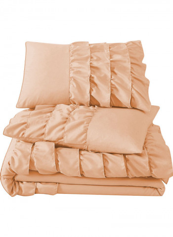 3-Piece Waterfall Half Ruffled Duvet Cover Set Cotton Peach 86 x 90inch