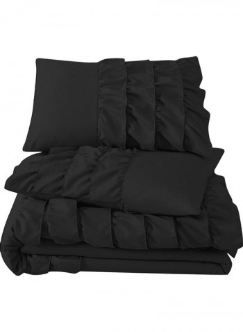 3-Piece Duvet Cover Set Cotton Black 53 x 78inch