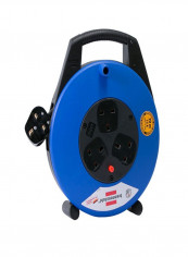 3-Socket Closed Cable Reel Blue/Black 10meter