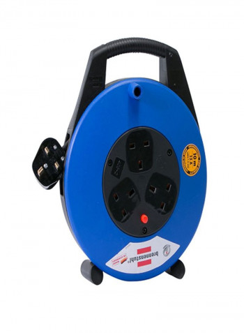 3-Socket Closed Cable Reel Blue/Black 10meter