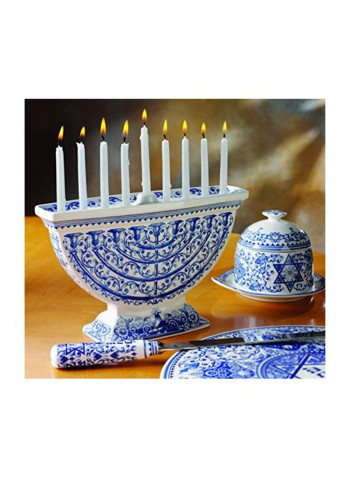 Judaica Seder Plate Blue/White 12.25inch