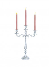 Traditional Three-Light Metal Candelabra Silver 21x14x5inch