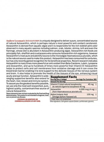 Astaxanthin Dietary Supplement 4000 mcg - 180 Softgels