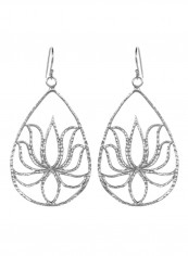 925 Sterling Silver Lotus Teardrop Earrings
