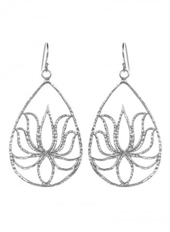 925 Sterling Silver Lotus Teardrop Earrings