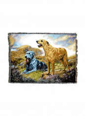Woven Tapestry Throw Blanket White/Brown/Blue 72x54inch