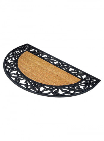 Acanthus Half Round Plain Doormat Black/Beige 22 x 36inch