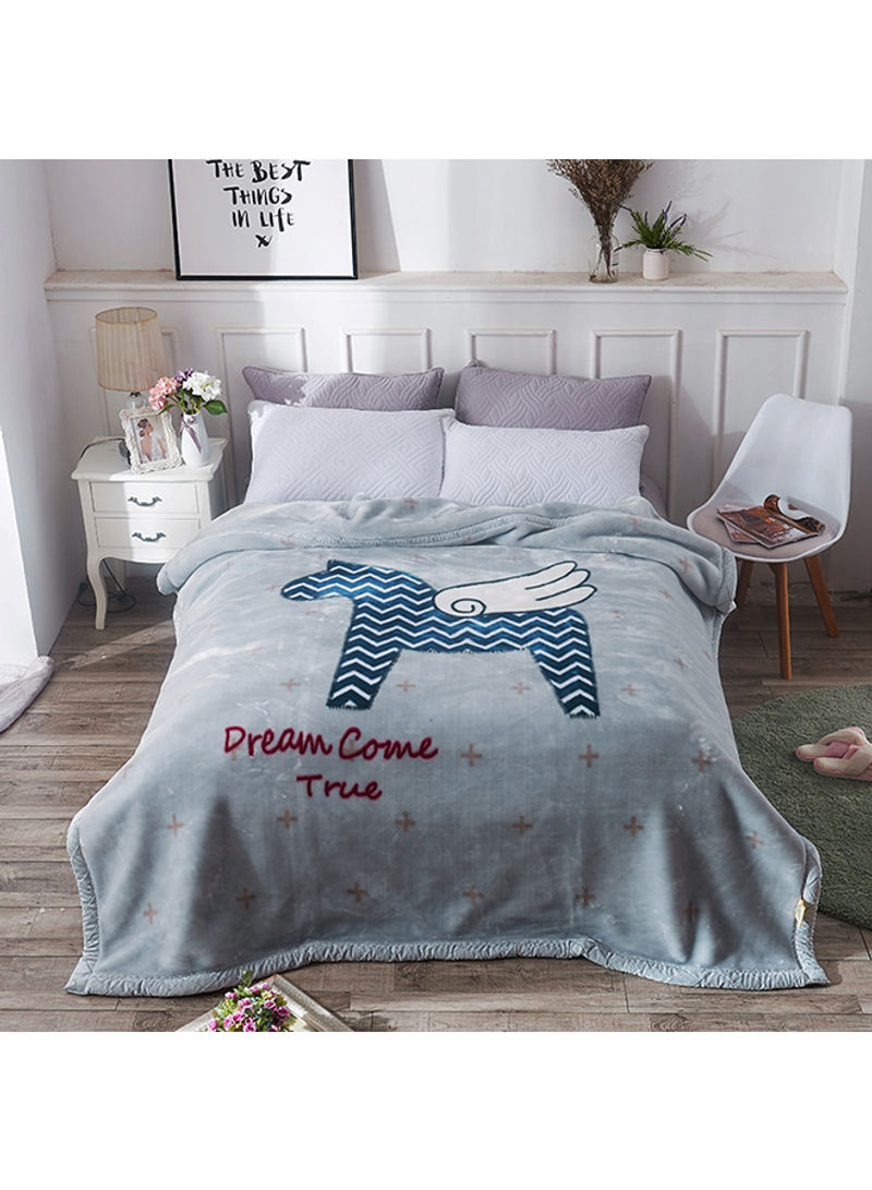 Soft Cartoon Animal Printed Bed Blanket Cotton Grey 200x230centimeter