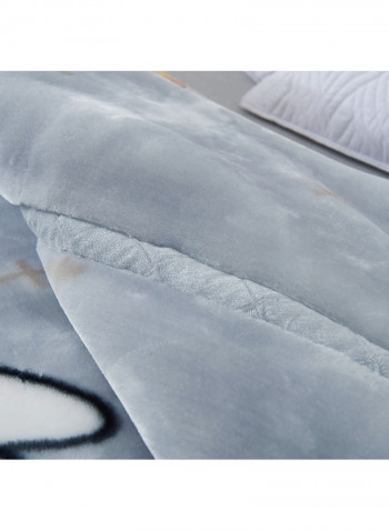 Soft Cartoon Animal Printed Bed Blanket Cotton Grey 200x230centimeter