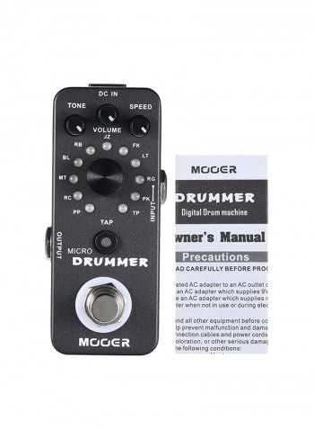 Micro Digital Drum Machine Guitar Effect Pedal With Tap Tempo Function True Bypass