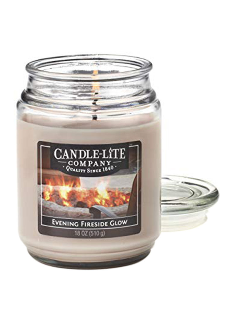 Scented Evening Fireside Glow Single Wick Jar Candle, 18 OZ, Off White