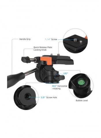 Aluminum Alloy Photography Camera Monopod Black/Red/Orange