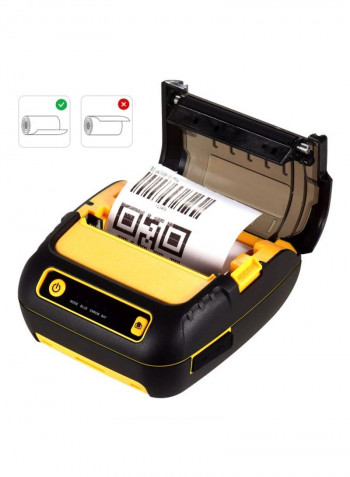 Thermal Receipt Printer With 2 Rolls Paper Set 13x11x6cm Black/Yellow