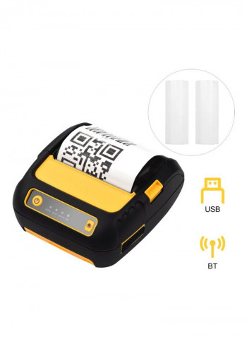 Thermal Receipt Printer With 2 Rolls Paper Set 13x11x6cm Black/Yellow