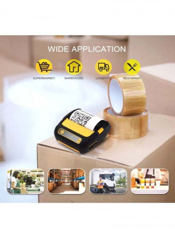 Thermal Receipt Printer With 2 Rolls Paper Set 13x11x6cm Black/Yellow