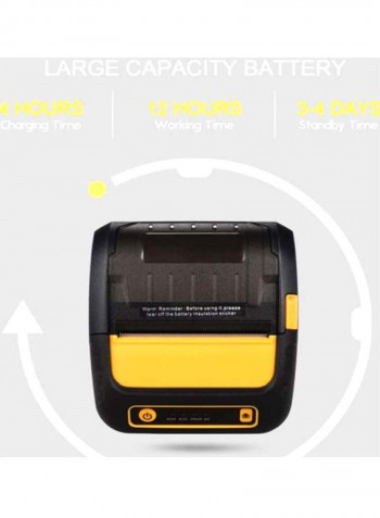 Thermal Receipt Printer With 2 Rolls Paper Set 13x11x6cm Black/Yellow