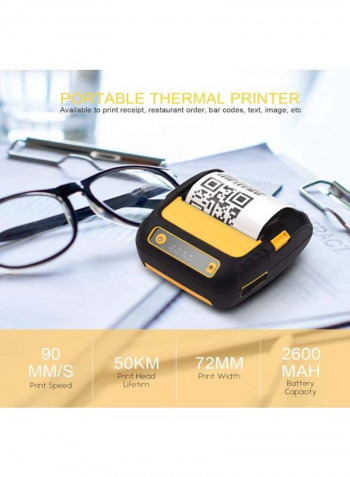 Thermal Receipt Printer With 2 Rolls Paper Set 13x11x6cm Black/Yellow