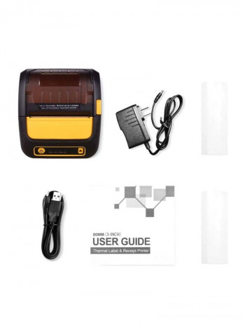 Thermal Receipt Printer With 2 Rolls Paper Set 13x11x6cm Black/Yellow