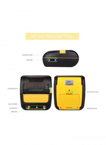 Thermal Receipt Printer With 2 Rolls Paper Set 13x11x6cm Black/Yellow