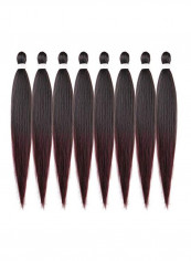 Pack Of 8 Straight Hair Extensions Wine Red/Black 26inch