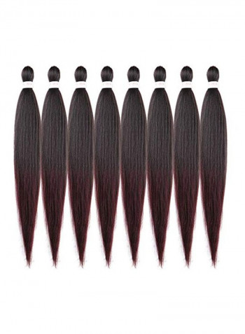 Pack Of 8 Straight Hair Extensions Wine Red/Black 26inch