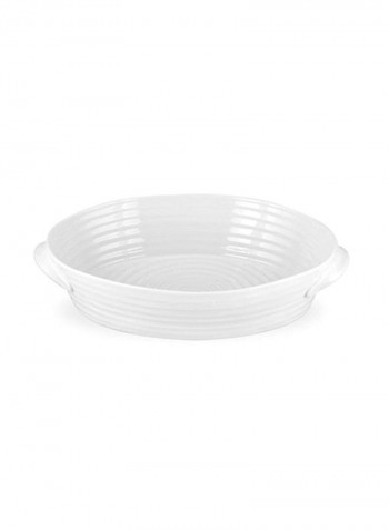 Large Handled Oval Roasting Dish White 13.5x9x3inch