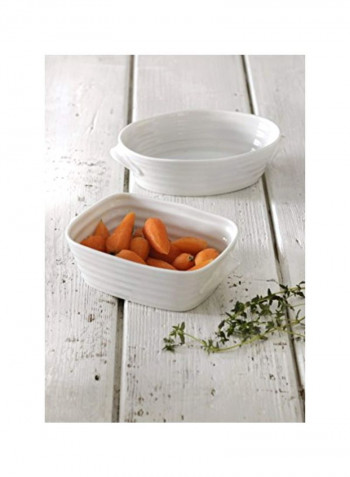 Large Handled Oval Roasting Dish White 13.5x9x3inch