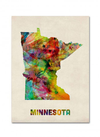 Minnesota Map Canvas Wall Art Multicolour 24 x 32inch