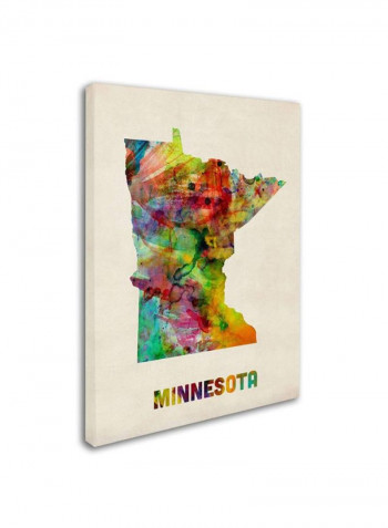 Minnesota Map Canvas Wall Art Multicolour 24 x 32inch