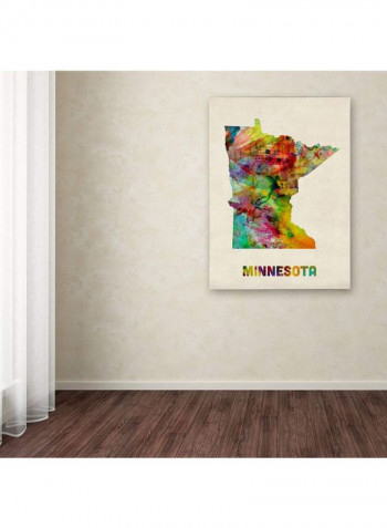 Minnesota Map Canvas Wall Art Multicolour 24 x 32inch