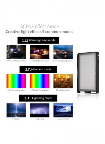 Portable Video Light Panel 13.3x7.9x1.6centimeter Black