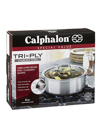 Stainless Steel Cooking Pot With Lid Silver/Clear